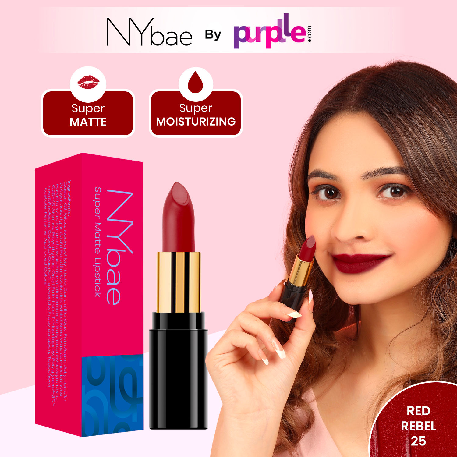 Buy NY Bae Super Matte Lipstick - Red Rebel 25 (GT) - Purplle