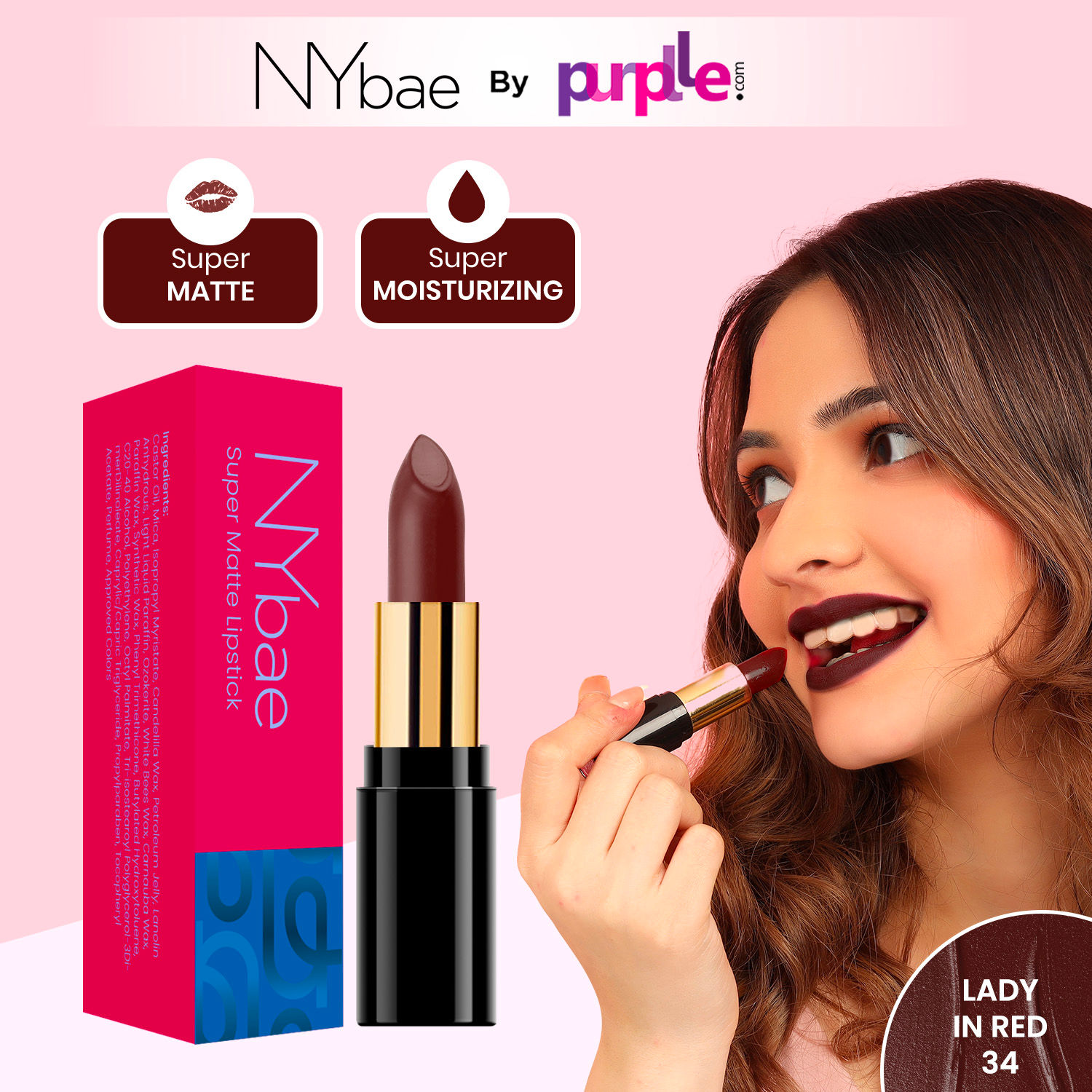 Buy NY Bae Super Matte Lipstick - Lady In Red 34 (GT) - Purplle