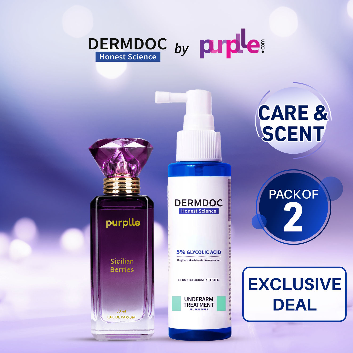 Buy DERMDOC Underarm Care & Scent Duo | Underarm Brightening | Underarm Spray | Long Lasting Fragrance - Purplle