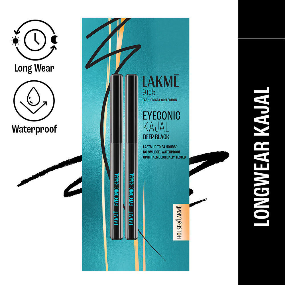 Buy Lakme Eyeconic Kajal - Twin Pack, 0.35g + 0.35g - Purplle