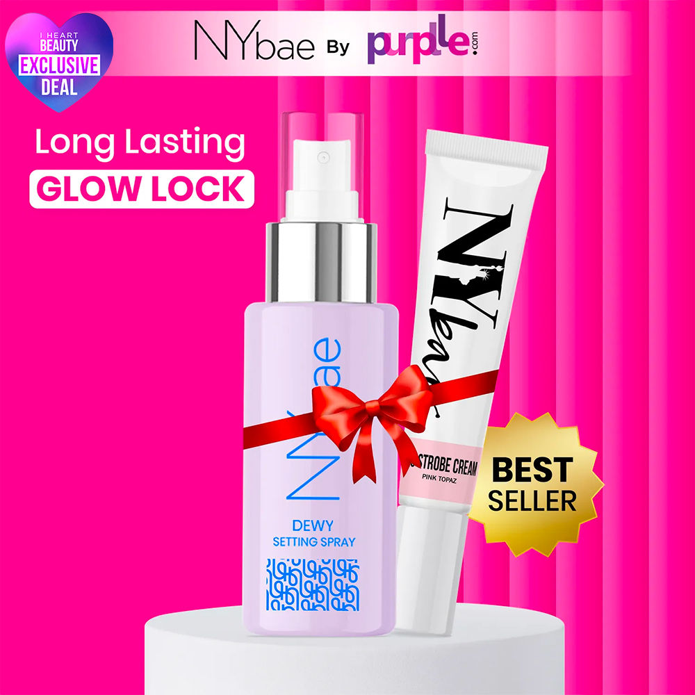 Buy NY Bae Long Lasting Glow Lock | Pink Strobe Cream (12 g) | Dewy Setting Spray (60 ml) | Glowing Korean Skin | Haluronic Acid Infused | NY Bae Makeup Kit | Glow Combo - Purplle