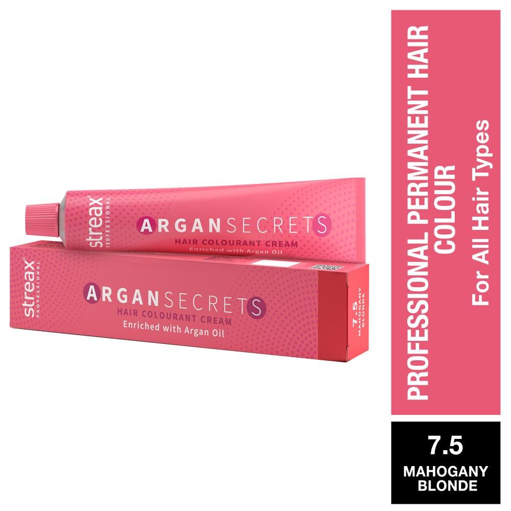 Buy Streax Professional Argan Secret Hair Colourant Cream - Mahogany Blonde 7.5 (60 g) - Purplle