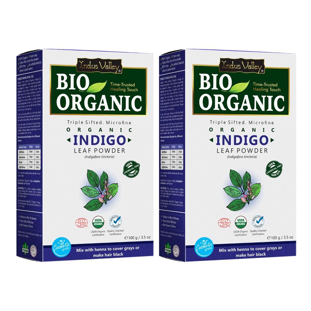 Buy Indus Valley Organic Indigo Powder Henna, Indigofera Tinctoria For Hair Color & Hair Care (200 g) - Pack of 2 - Purplle