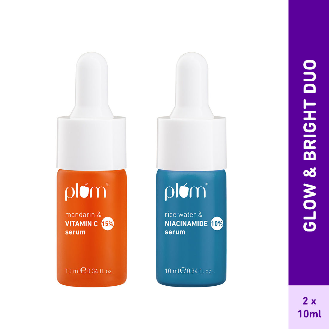 Buy Plum Glow & Bright Serum Duo | 15% Vitamin C Face Serum + 10% Niacinamide Face Serum | Dermat-Tested | Boosts Glow | Brightens Skin | Pack of 2 - Purplle