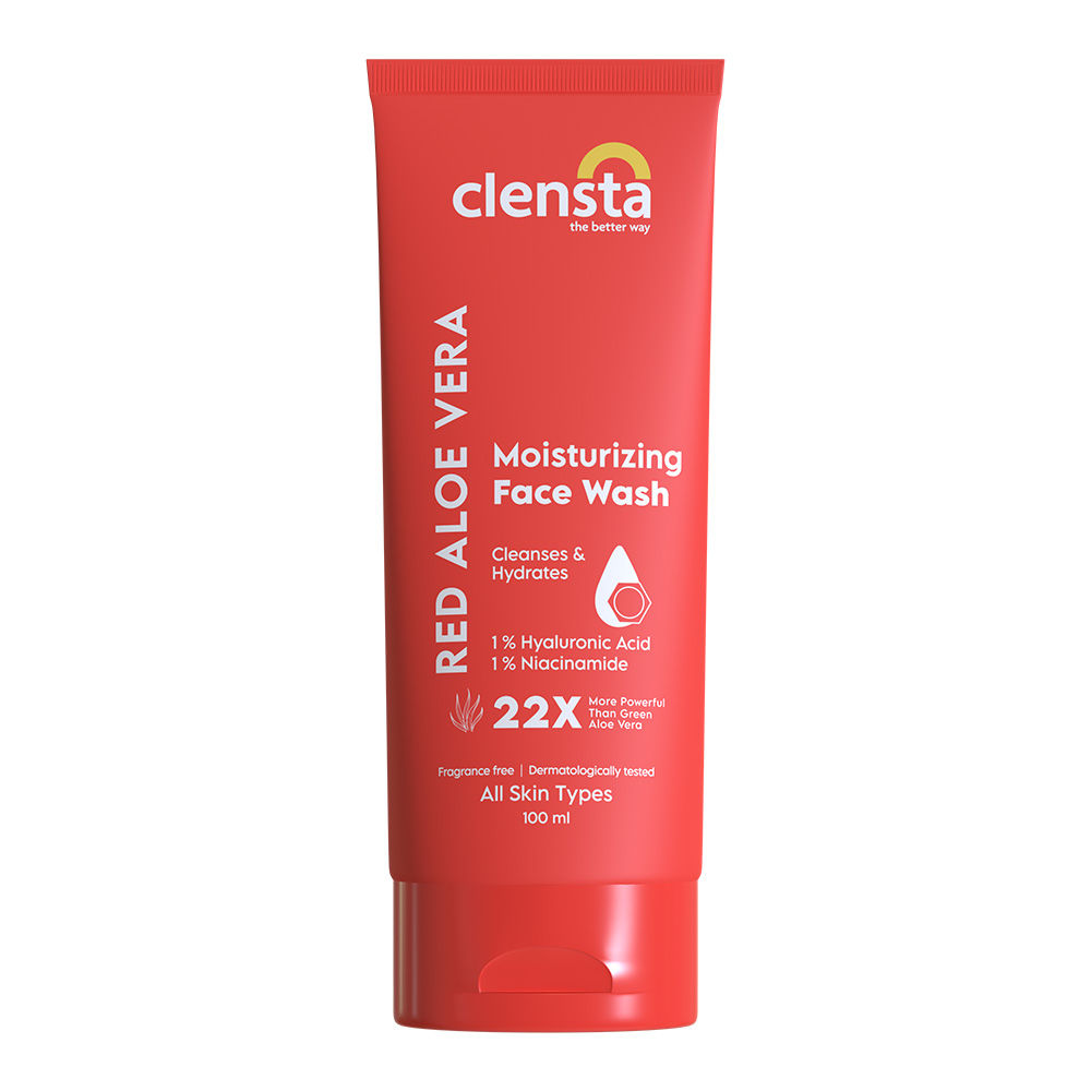 Buy Clensta Red Aloe Vera Moisturizing Face Wash Cleanes & Hydrate 1% Hyaluronic acid , 1% Niacinamide|100ml - Purplle