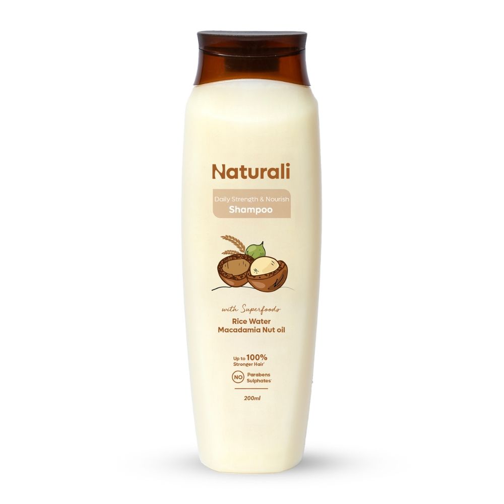 Buy Naturali Daily Strength & Nourish Shampoo with Rice Water & Macadamia Nut Oil | Makes Hair Stronger | Paraben and Sulphate Free Shampoo | Natural Shampoo | 200ml - Purplle