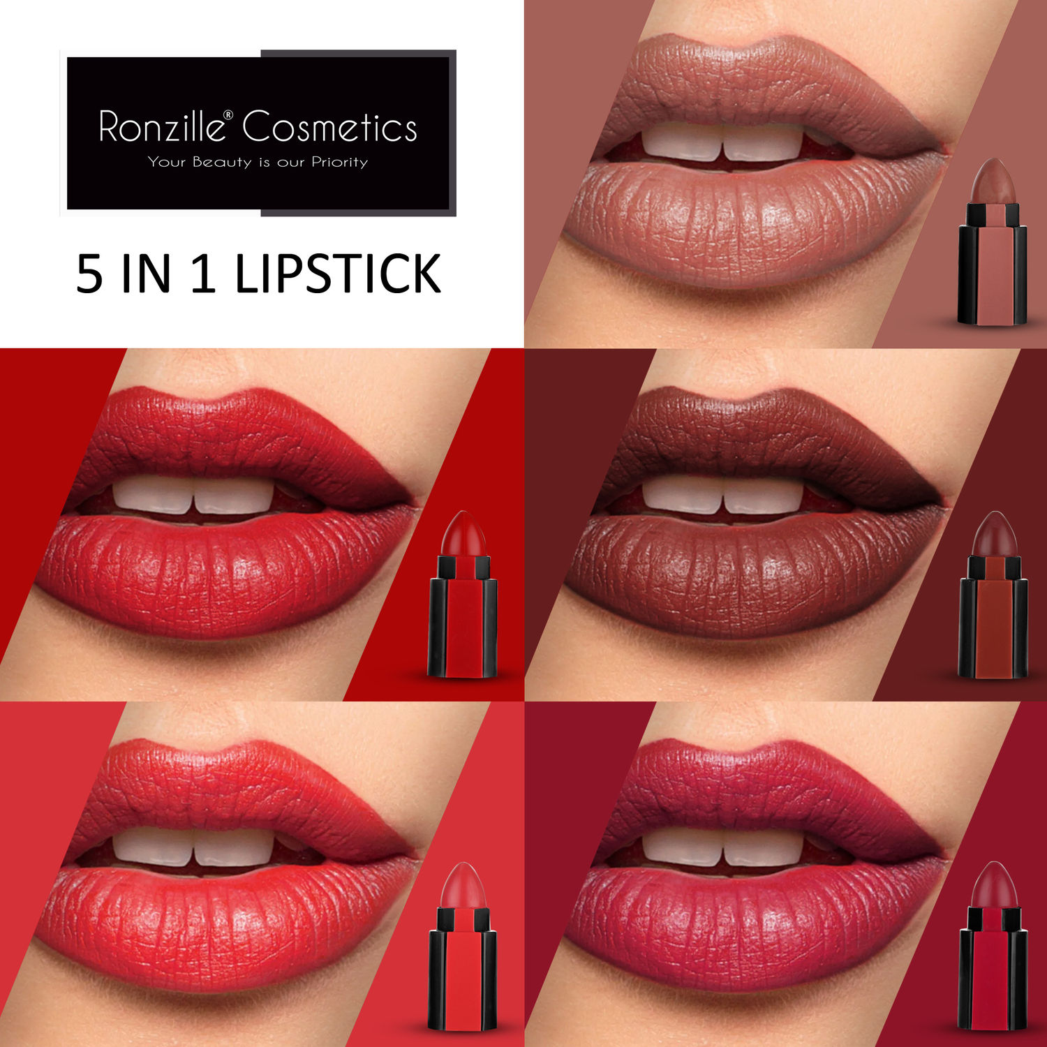 Buy Ronzille Fantastic 5 Step Lipstick 5 in 1 Lipstick -B - Purplle