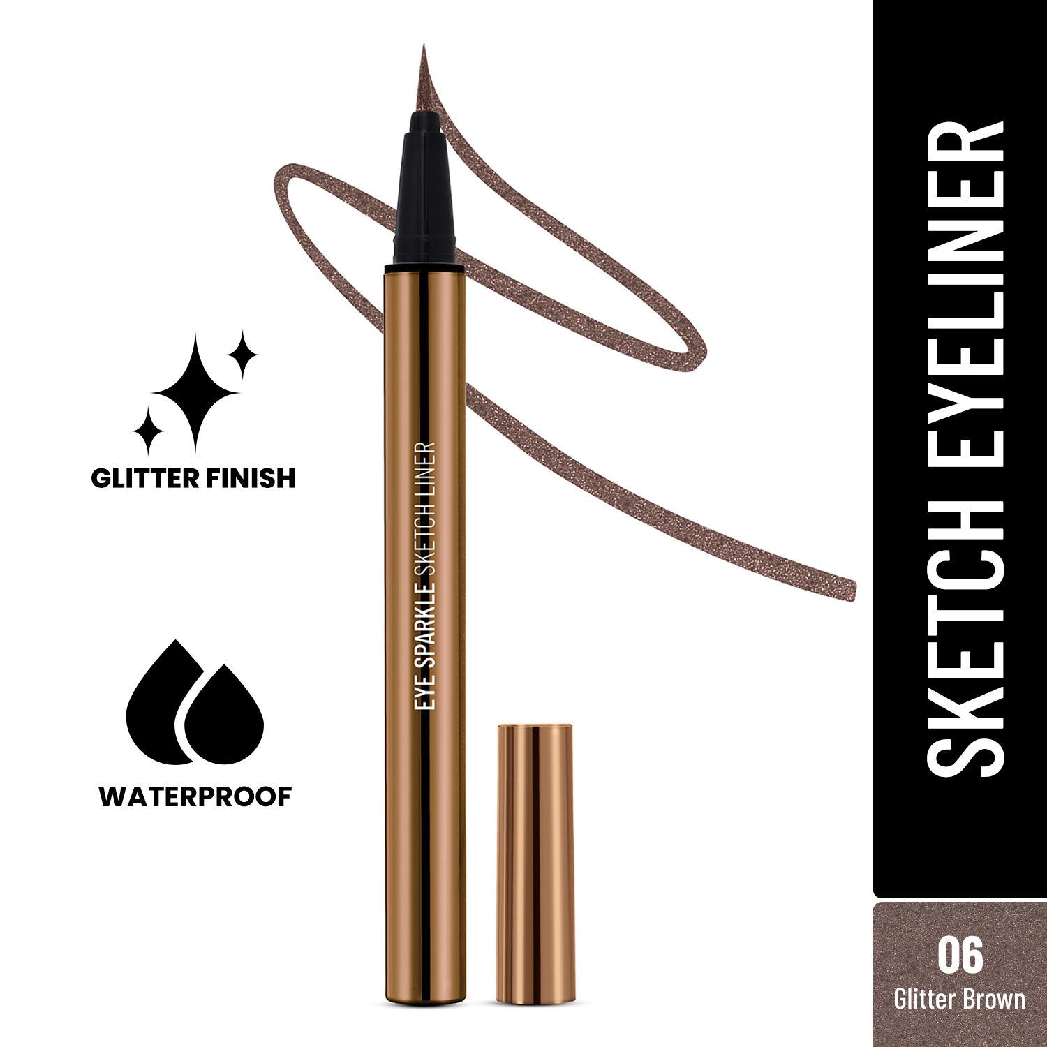 Buy Swiss Beauty Eye Sparkle Sketch Liner Glitter Finish and Water-Proof |Fine Tip For Precise Application 6- Glitter Brown (0.6 gm) - Purplle