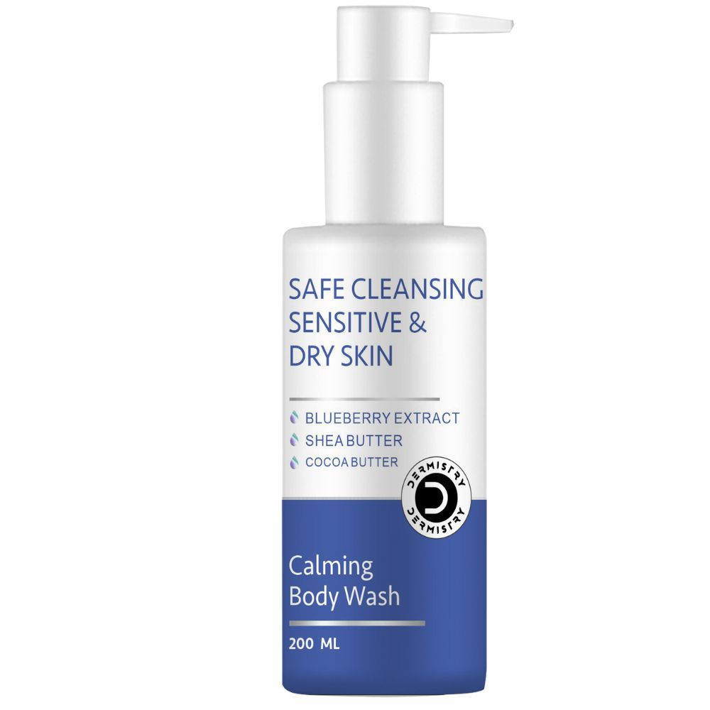 Buy Dermistry Sensitive & Dry Skin Calming Soothing Thick Cream Body Wash I Shea & Cocoa Butter I Blue Berry I Safe Mild Gentle Soap Free Cleanser I Moisturizing Revitalizing I Suitable for All Skin types, Women Men (200 ml) - Purplle