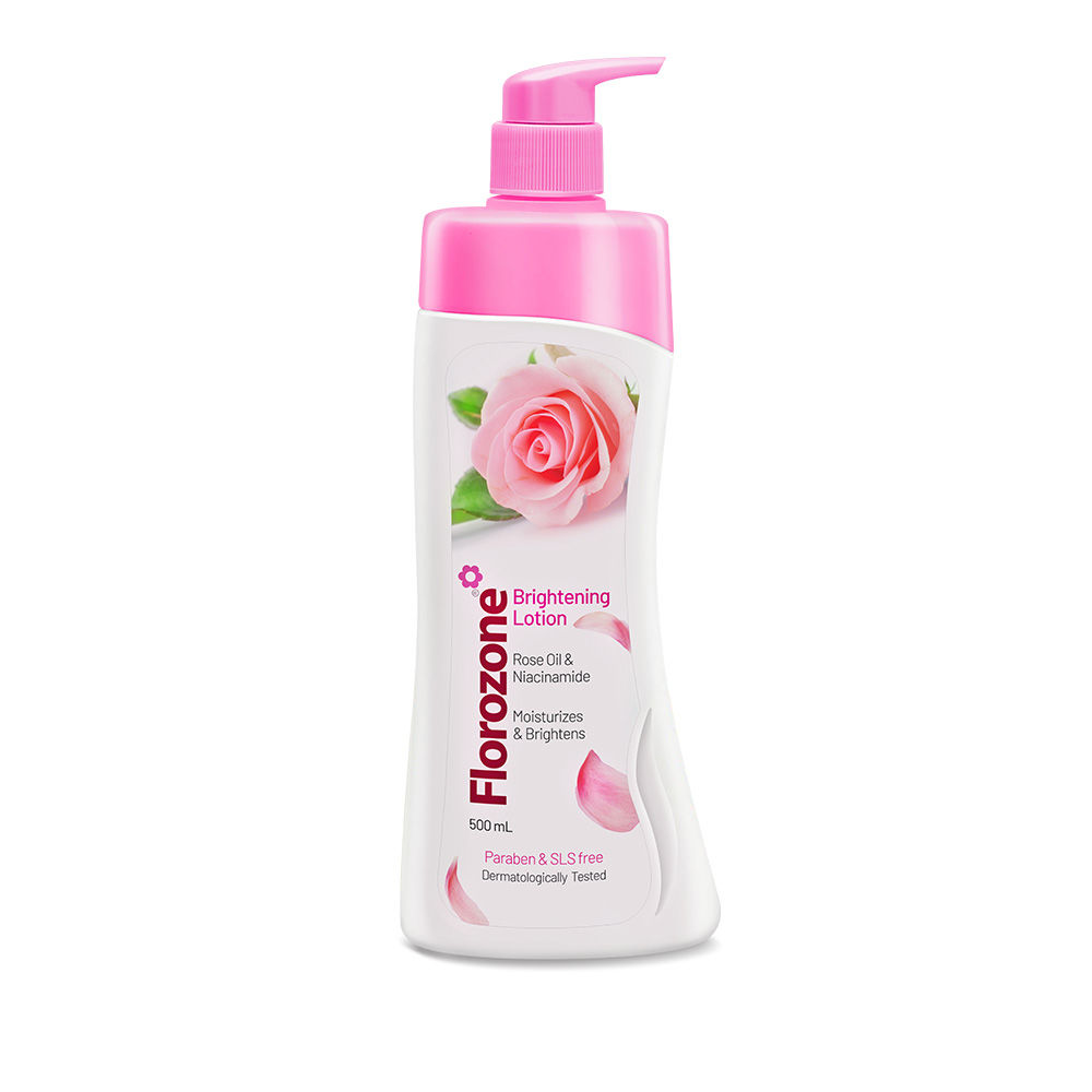 Buy Florozone Brightening Lotion I Enriched with Rose Oil & Niacinamide I Helps to Moisturise and Brighten Skin I Paraben & SLS Free (500 ml) - Purplle