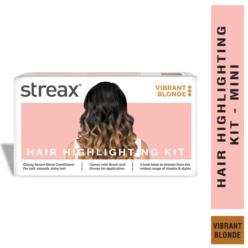 Buy Streax Hair Colour Highlight Kit | Blonde Hair Colour, Vibrant Blonde - Pack of 1 I Enriched with Walnut & Argan Oil I Hair Colour for Women | Rich, vibrant, Easy to use, DIY Application (75 gm) - Purplle