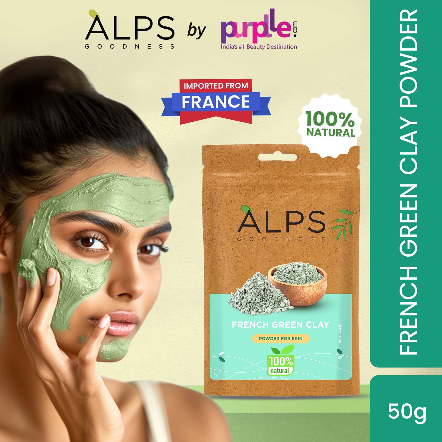 Buy Alps Goodness French Green Clay Powder (50 gm)| 100% Natural Powder | Clay Mask for pores tightening | Clay Mask for face | Detoxifying Clay Mask - Purplle