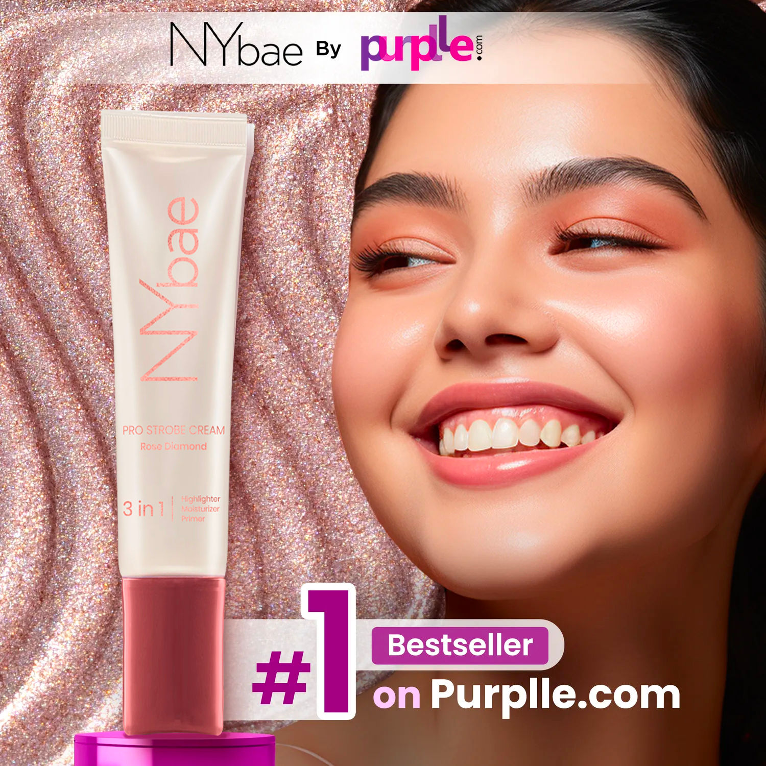 Buy NY Bae PRO Strobe Cream | Liquid Highlighter |Intense Glow | Primer + Highlighter + Moisturizer | Dewy Makeup | Glowing Korean Skin - Rose Diamond (12 g) - Purplle