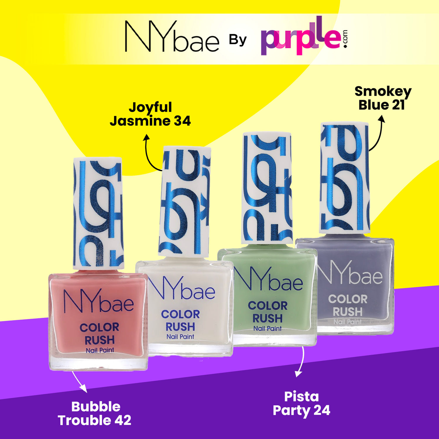 Buy NY Bae Color Rush Nail Paint Set - Pretty Pastels 08| Chip Resistant | Long Lasting | Quick Dry | Glossy Gel Nail Polish (22 ml) - Purplle