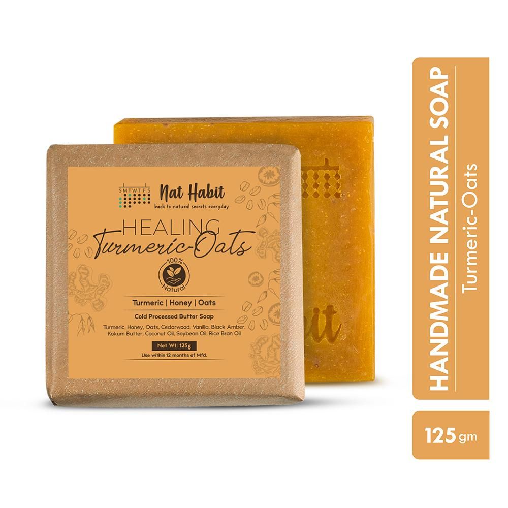 Buy Nat Habit Healing Turmeric Bathing Soap|Handmade Butter Bath Soap For Tan Removal (125 g) - Purplle