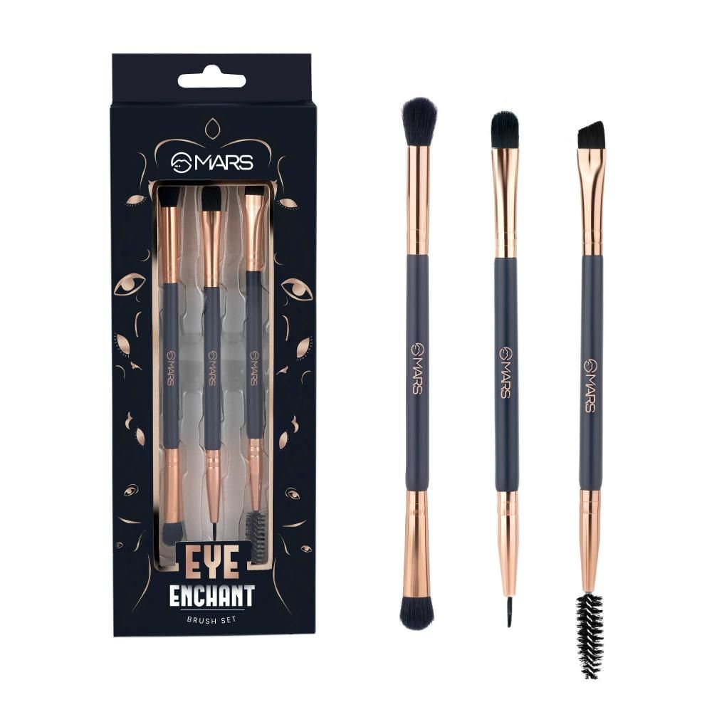 Buy MARS Eye Enchanted Brush Set of 3 | Eyebrow Brush with Spoolie | Small Blending & Flat Brush | Eyeliner & Flat Crease Brush | Soft Bristles | Compact & Travel Friendly - Purplle