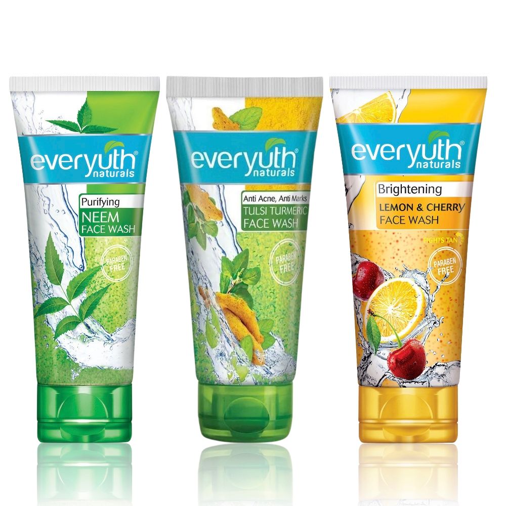 Buy EverYuth Purify, Brighten and Clarify Trio (Neem Face Wash 150g + Tulsi Turmeric Face Wash 150g + Lemon & Cherry Face Wash 150g) - Purplle