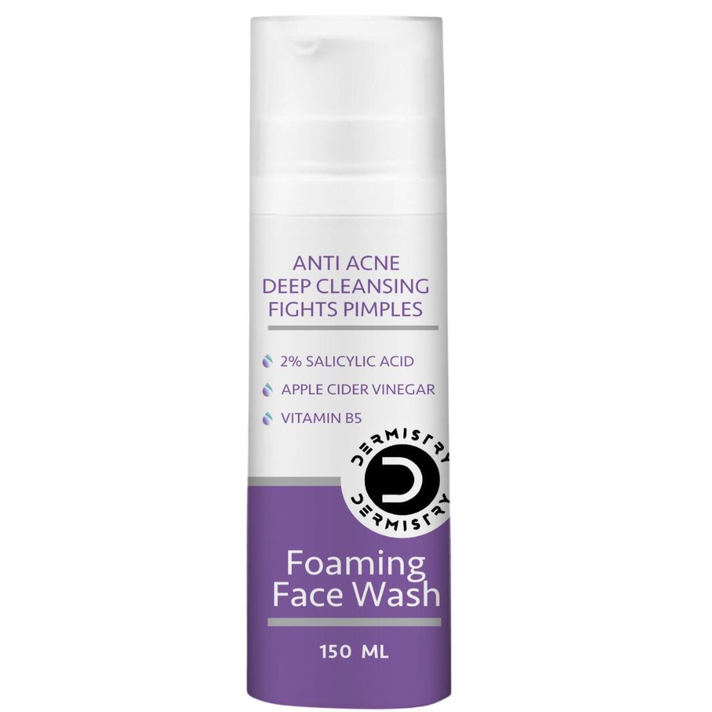 Buy Dermistry Anti Acne Foaming Deep Cleanser Face Wash I 2% Salicylic Acid, Apple Cider, Vinegar and Niacinamide Zinc I Pimples & Excess Oil Removal Oily Acne Prone Skin for Men and Women - 150 ml - Purplle