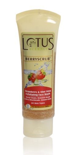 Buy Lotus Herbals Berryscrub Strawberry & Aloe Vera Face Wash Scrub Gel (50 g) - Purplle