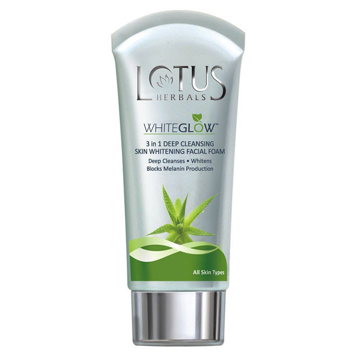 Buy Lotus Herbals Whiteglow 3 In 1 Deep Cleaning Skin Whitening Facial Foam | Chemical Free | With Milk Enzymes & Aloe Vera Gel | For All Skin Types | 50g - Purplle