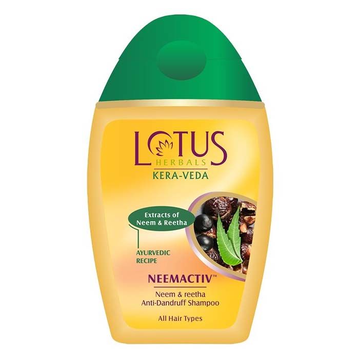 Buy Lotus Herbals Kera-Veda Neemactiv Neem & Reetha Anti Dandruff Shampoo | For All Hair Types | 200ml - Purplle