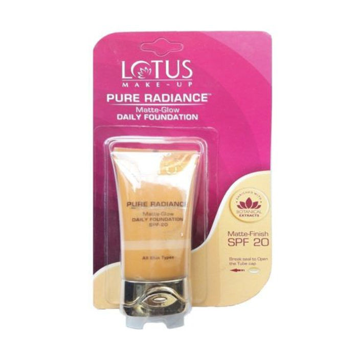Buy Lotus Make-Up Pure Radiance Matte-Glow Daily Foundation SPF-20 - Soft Beige - Purplle