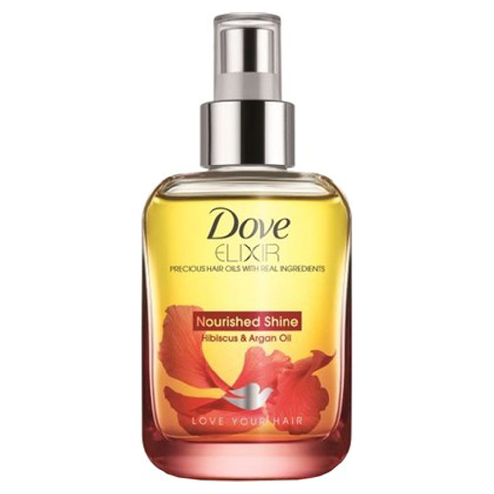 Buy Dove Elixir Nourished Shine Hibiscus & Argan Hair Oil (90 ml) - Purplle