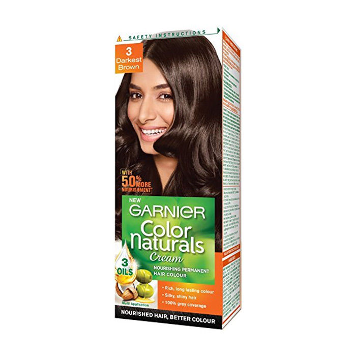 Buy Garnier Color Naturals Nourishing Permanent Hair Colour Cream Darkest Brown 3 (67.5 ml + 40 g) - Purplle