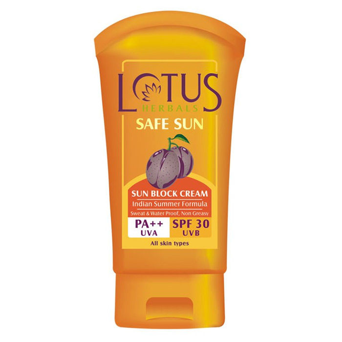 Buy Lotus Herbals Safe Sun Sunscreen Cream - Indian Summer Formula | SPF 30 | PA++ | Non-Greasy | Sweat & Water Resistant | 50g - Purplle