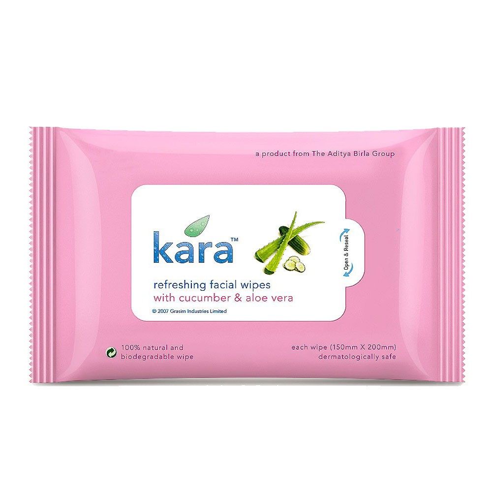 Buy Kara Aloe and Cucumber Refreshing Facial Wipes - Pack of 30 - Purplle