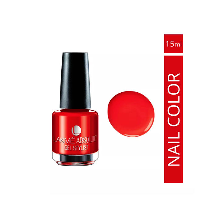 Buy Lakme Absolute Gel Stylist Nail Colour Tomato Tango (15 ml) - Purplle