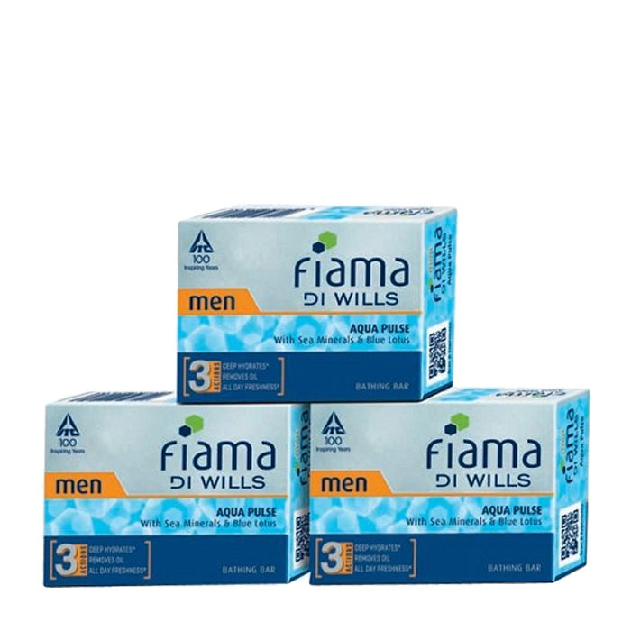 Buy Fiama Di Wills Men Aqua Pulse Bathing Bar (100 g X 3) - Purplle