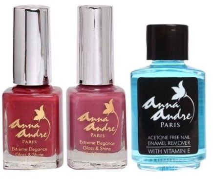 Buy Anna Andre Paris Nail Enamel Pink Kiss 80022 + Orchid Pink 80025 + Acetone Free Nail Enamel Remover - Purplle