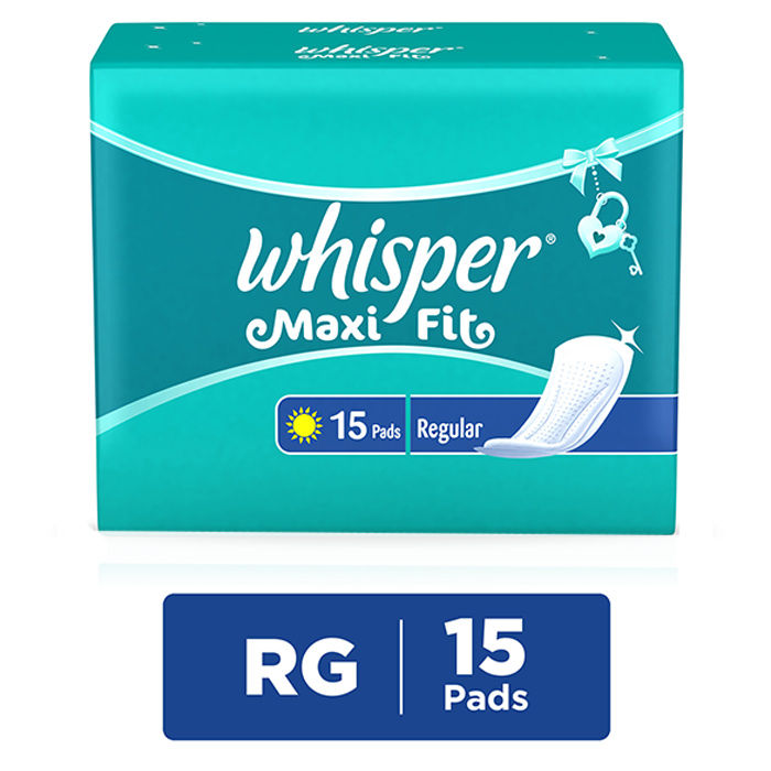 Buy Whisper Maxi Fit Sanitary Pads Regular Wings 15 pc Pack - Purplle