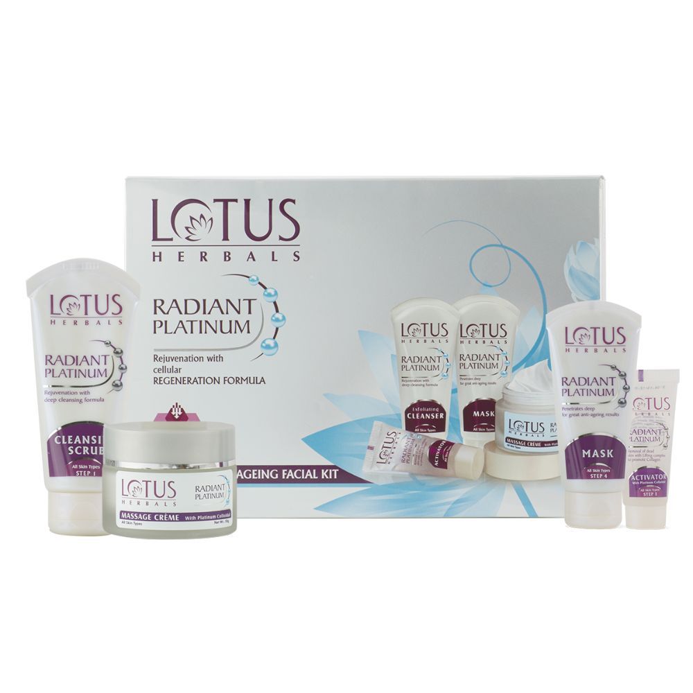 Buy Lotus Herbals Radiant Platinum Cellular Anti-Ageing Facial Kit 4 in 1 Pack | 170g - Purplle