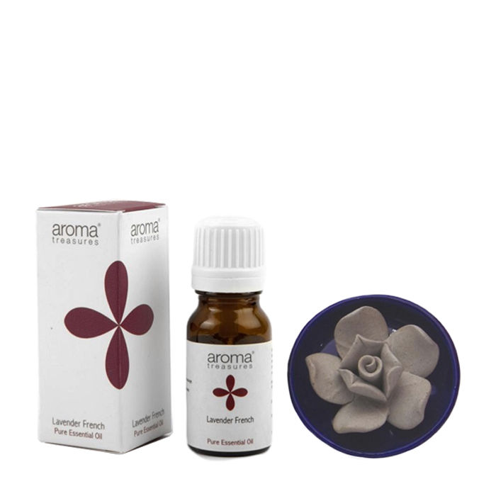 Buy Aroma Treasures Lotus Diffuser With Lavender French Essential Oil (10 ml) - Purplle