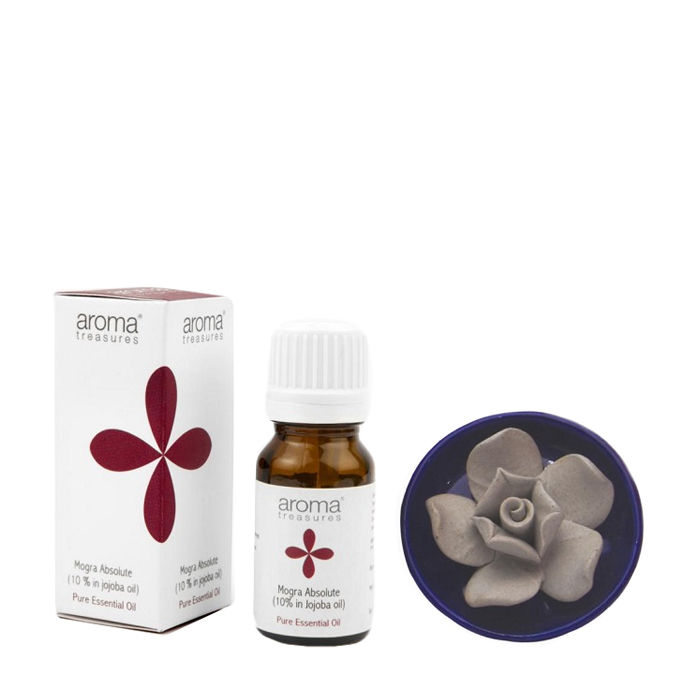 Buy Aroma Treasures Lotus Diffuser With Mogra Absolute Essential Oil (5 ml) - Purplle