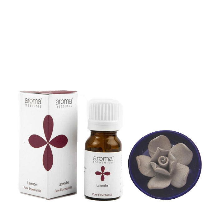 Buy Aroma Treasures Lotus Diffuser With Lavender Essential Oil (10 ml) - Purplle