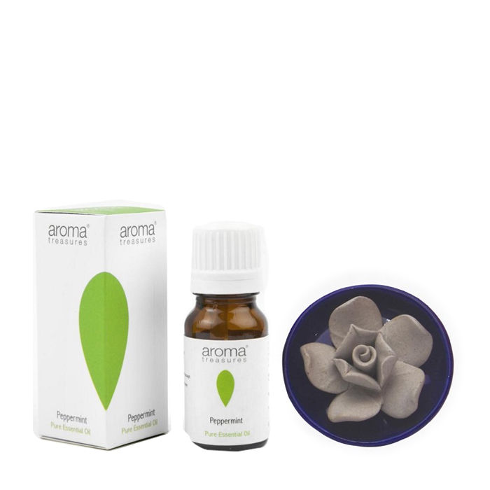 Buy Aroma Treasures Lotus Diffuser With Peppermint Essential Oil (10 ml) - Purplle