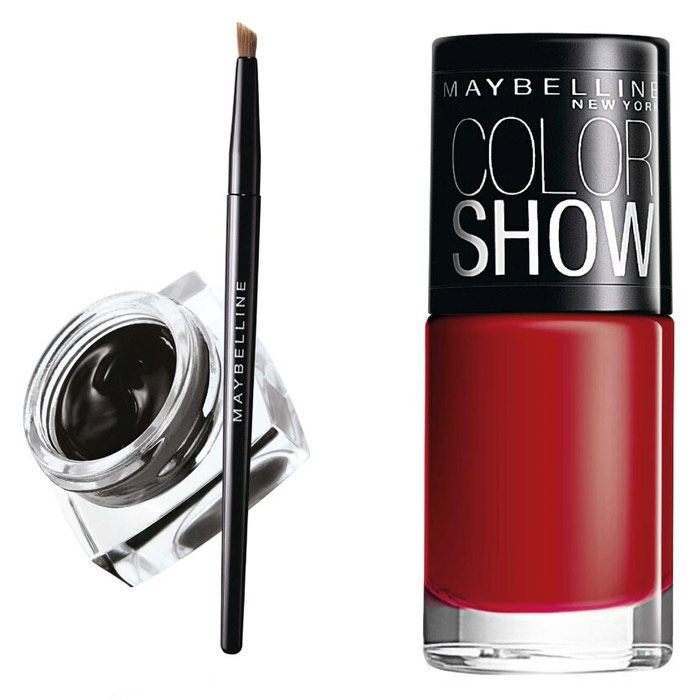 Buy Maybelline Lasting Drama Gel Liner Black (001) + Maybelline Color Show Nail Color Downtown Red 216 (6 ml) - Purplle