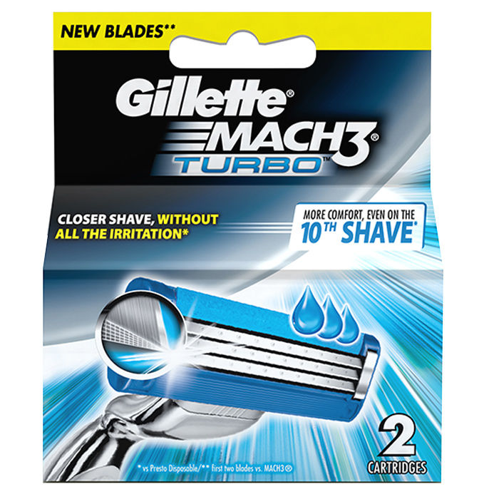 Buy Gillette Mach 3 Turbo Manual Shaving Razor Blades (Cartridge) 2s pack - Purplle