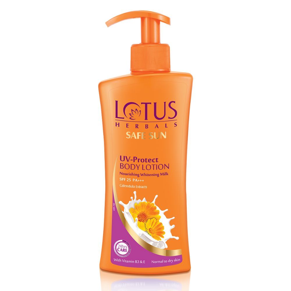 Buy Lotus Herbals Safe Sun UV Protect Body Lotion - Nourishing Whitening Milk | SPF 25 | PA+++ | 250ml - Purplle