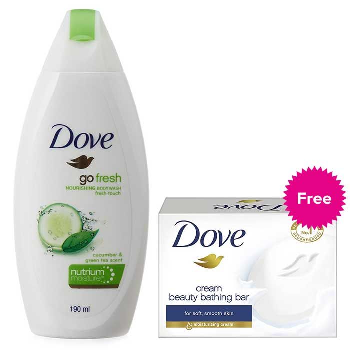 Buy Dove Go Fresh Nourishing Body Wash (190 ml) + Dove Cream beauty Bar ( 50g ) FREE - Purplle
