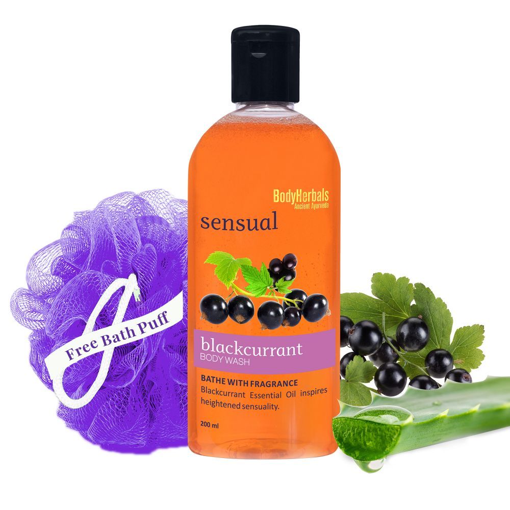 Buy BodyHerbals Ancient Ayurveda Sensual Black Currant Shower Gel (200 ml) + FREE Body Herbals Ancient Ayurveda Bath Puff - Purplle