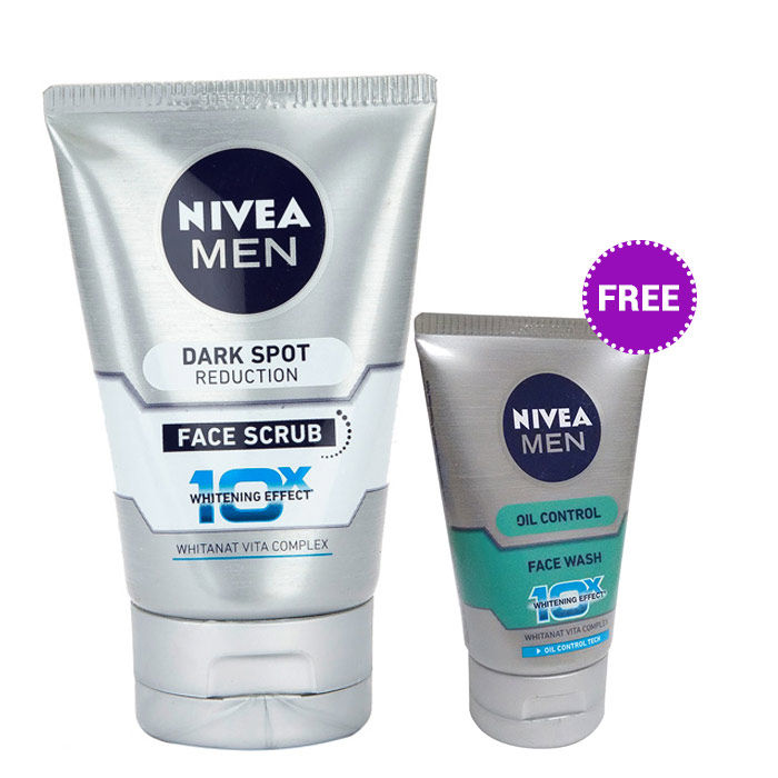 Buy Nivea Men Dark Spot Reduction Face Scrub (100 g) + FREE Nivea Men Oil Control All In One Face Wash (50 g) - Purplle