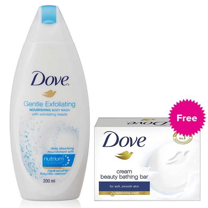 Buy Dove Gentle Exfoliating Body Wash (200 ml) + Dove Cream beauty Bar ( 50g ) FREE - Purplle