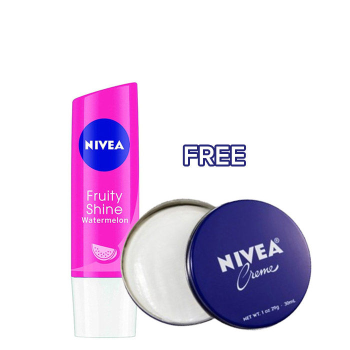 Buy Nivea Fruity Shine Watermelon (4.8 g)+ Creme Free - Creme Free new offer - Purplle