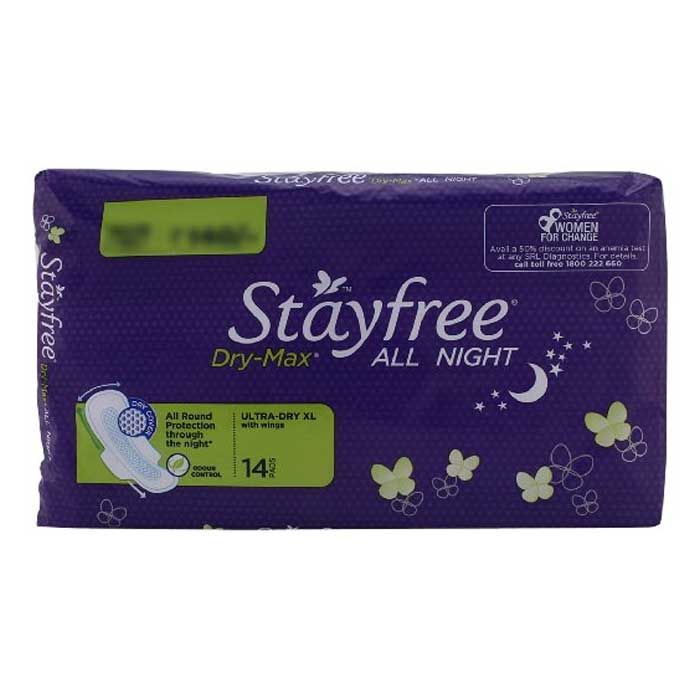 Buy Stayfree Drymax All Night Ultra-Dry XL 14'S - Purplle