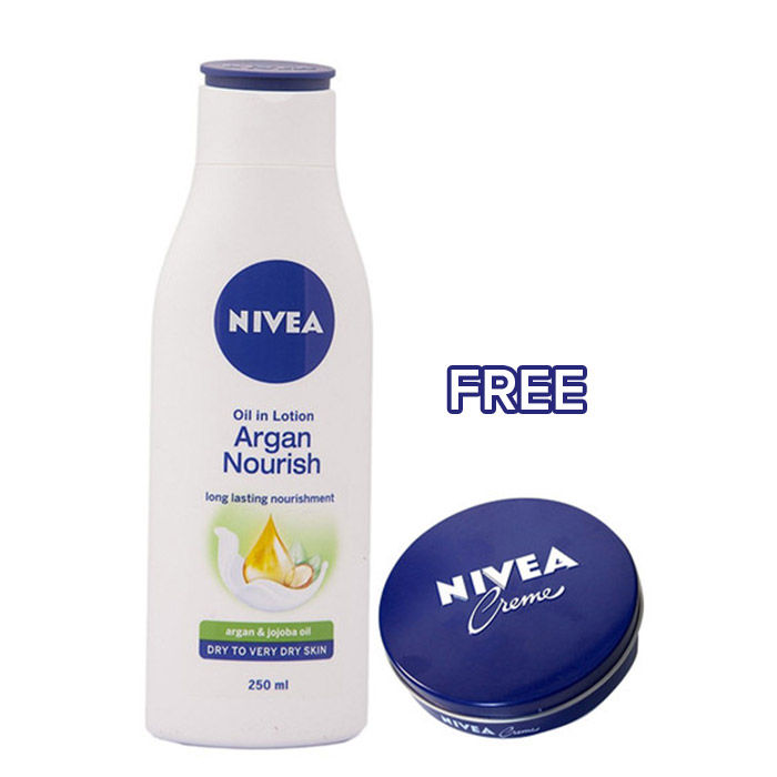 Buy Nivea Oil In Lotion Argan Nourish (250 ml)+Creme 20ml Free - Purplle