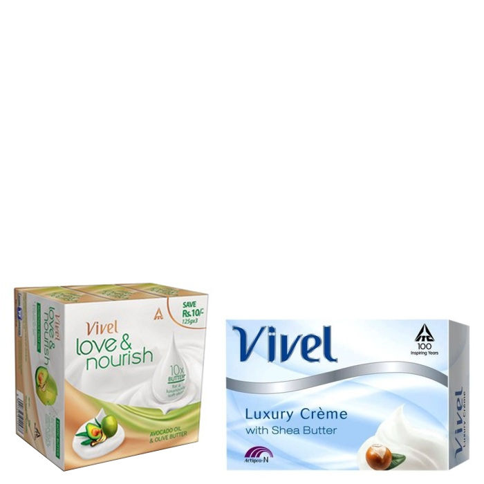 Buy Vivel Love & Nourish Avocado Oil & Olive Butter(125g*3)+ Free Shea Butter Soap (75 g) - Purplle